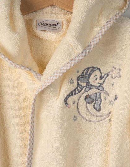 Dimcol Kinderbademantel Elephant Ecru mit Kapuzen-