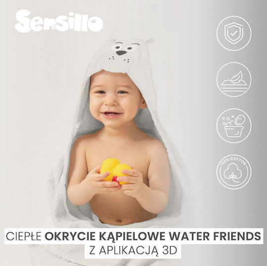 Sensillo Baby Hooded Towel White 100x100cm