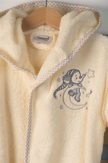 Dimcol Kinderbademantel Elephant Ecru mit Kapuzen-