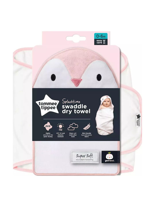 Tommee Tippee Βρεφική Κάπα-Μπουρνούζι με Κουκούλα Ροζ
