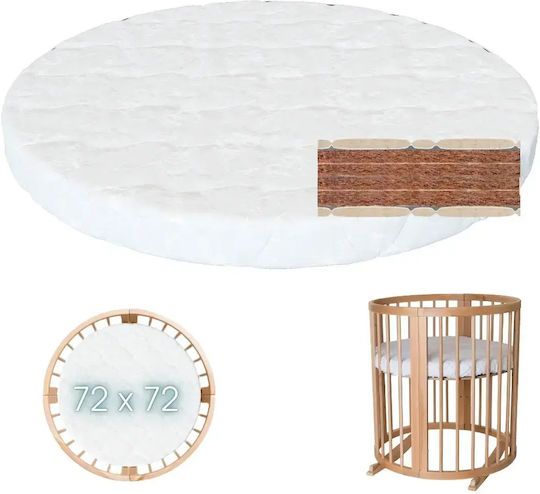IngVart Saltea Pentru Patut Small Round cu Nucă de cocos & Latex 70cmx70cmx5cm