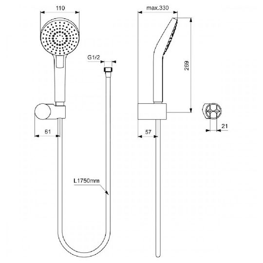Ideal Standard Idealrain Telefon de duș cu spirală Ideal Standard Idealrain Telefon de duș cu spirală