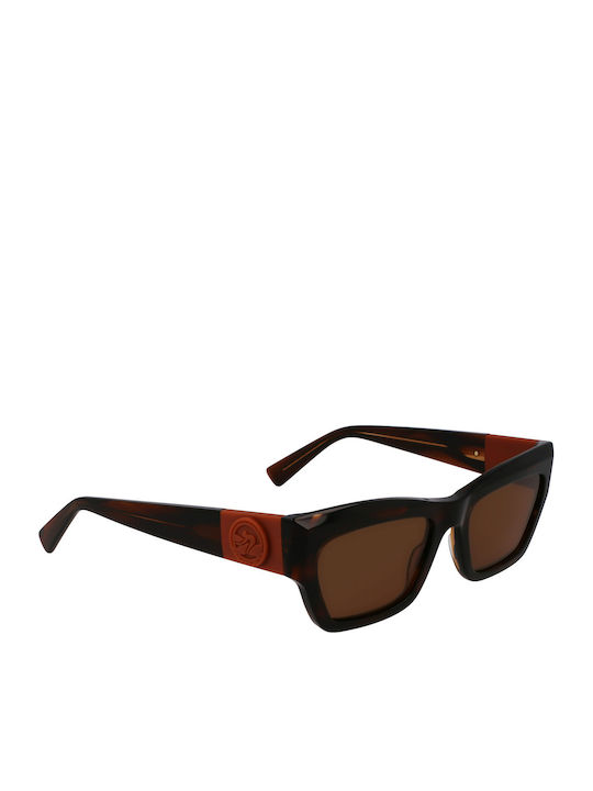 Longchamp Women's Sunglasses with Brown Tartaruga Plastic Frame and Brown Lens LO763S 211