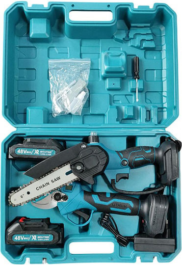 63780 Akkubetriebene Kettensäge & Baumschere 48V mit 2 Batterien 1.5Ah