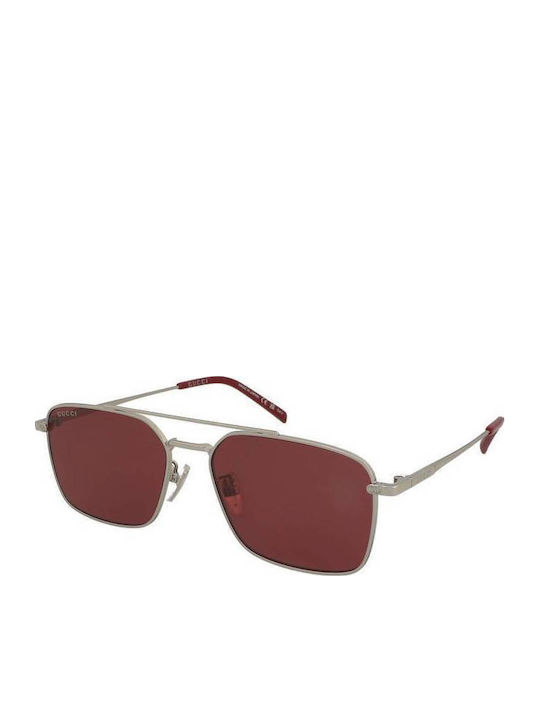 Gucci Unisex Sunglasses with Silver Metal Frame and Red Mirror