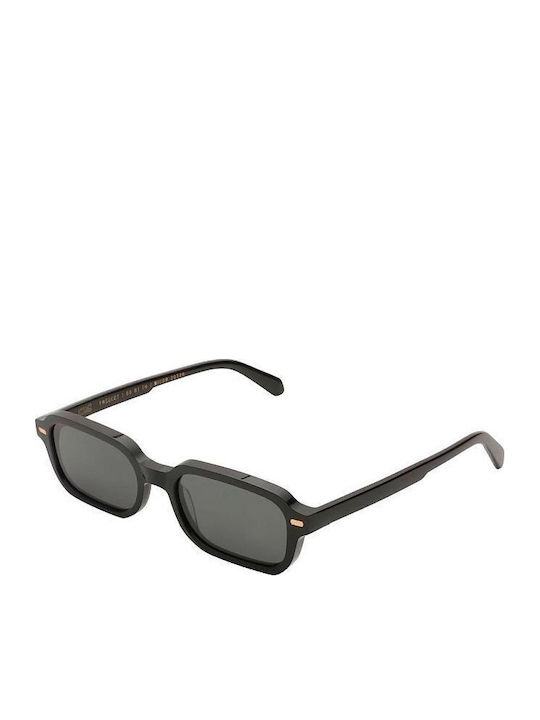 Gast Voce Unisex Sunglasses with Black Horn-Rimmed Frame and Black Lens VOC01
