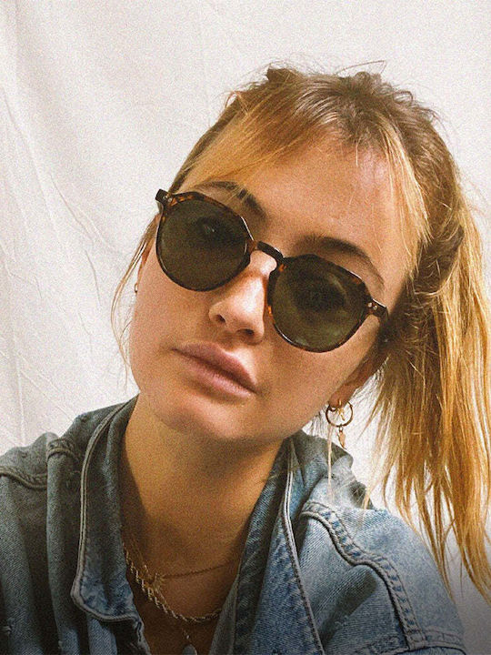 Meller Chauen Unisex Sunglasses with Brown Plastic Frame and Green Polarized Lens CH3-TIGOLI