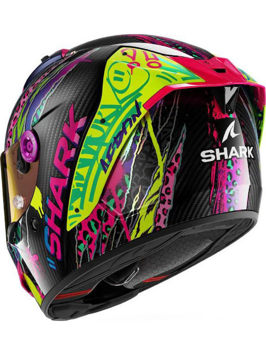 Shark Aeron Fawn Carbon/Violet/Yellow Motorcycle Helmet Full Face DOT / ECE 22.06 1410gr