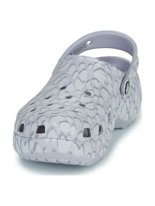 Crocs Classic Platform Clog Damen Holzschuhe Grau