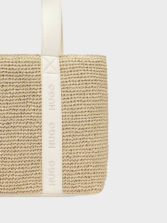 Ψάθινη Damen Handtasche Tote Handgriff Hellbeige