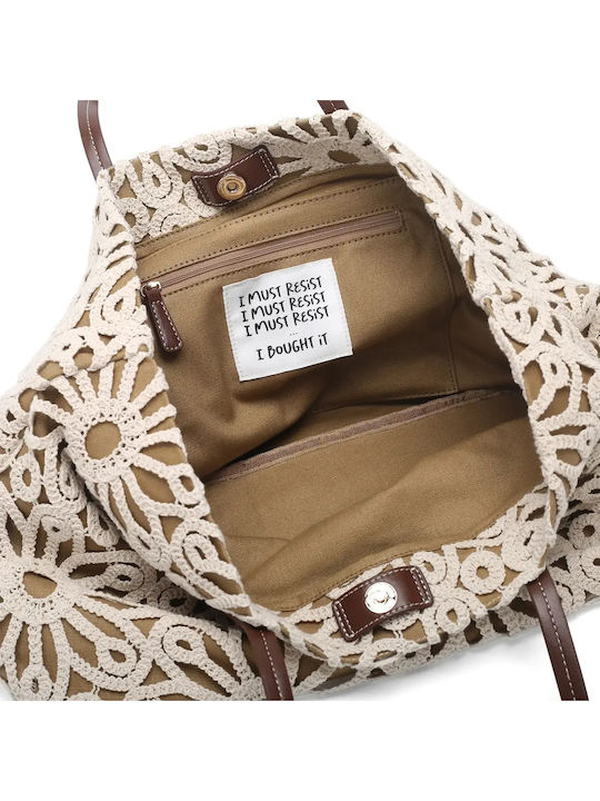 Fabric Women's Shoulder Bag Beige