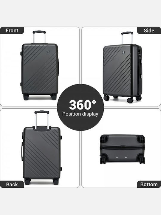 Miss Lulu Valiză de Călătorie Medie Scură Gri cu 4 Roți Înălțime 66cm