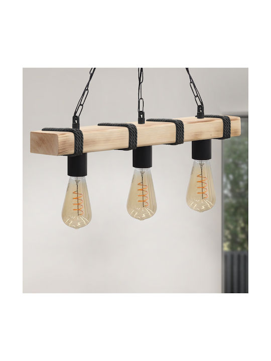 Megapap Vero Pendant Ceiling Light Black with Rope for E27 Socket 50x8x65cm
