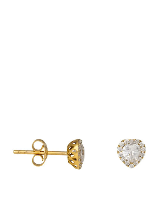 Gold Stud Earrings with Stones