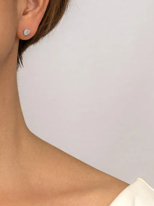 Stud Earrings in 9K White Gold with Stones