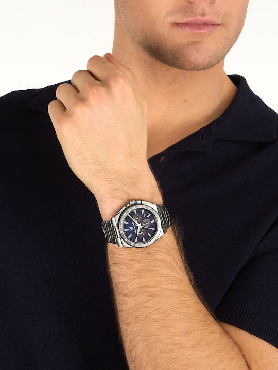 Maserati Men's Watch 43mm Chronograph Battery with Silver Metal Bracelet