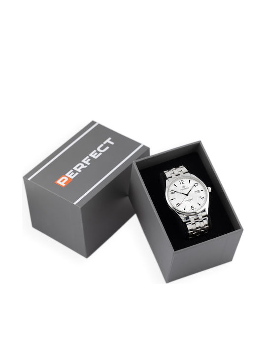 Perfect Ανδρικό Ρολόι 42mm Μπαταρίας με Μαύρο Μεταλλικό Μπρασελέ