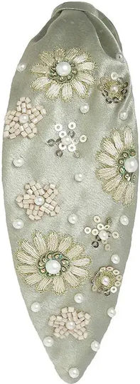 Ble Hair Headband Green Color Beads and Pearls 5-49-792-0048