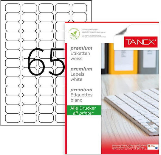 Tanex Αυτοκόλλητες Ετικέτες Α4 Ορθογώνιες 38.1x21.2mm