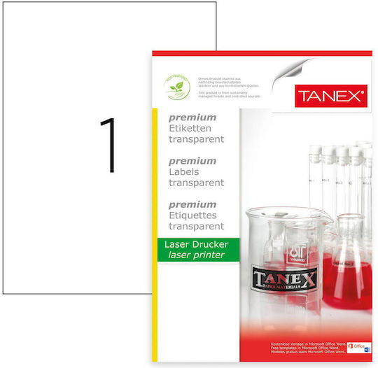 Tanex Αυτοκόλλητες Ετικέτες Α4 Ορθογώνιες 210x297mm