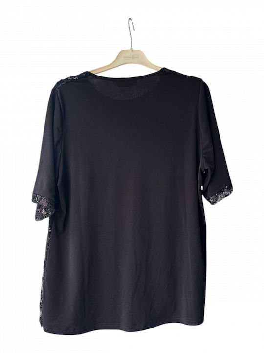 Women's Short Sleeve Black Blouse