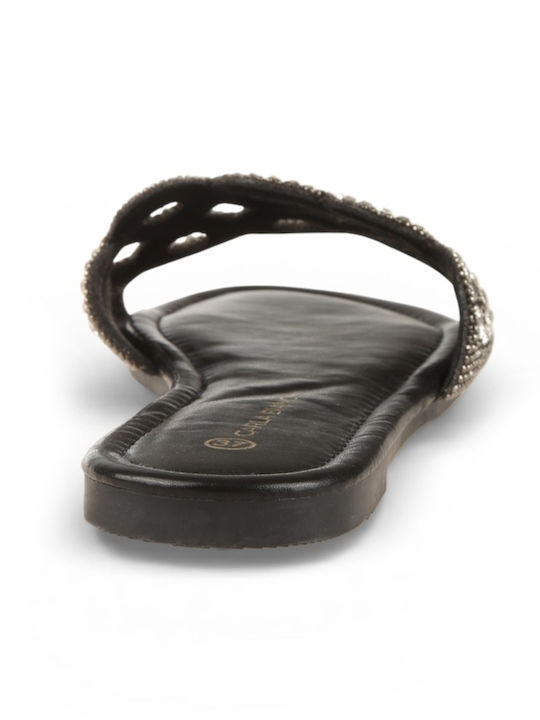 Damen Flache Sandalen Schwarz