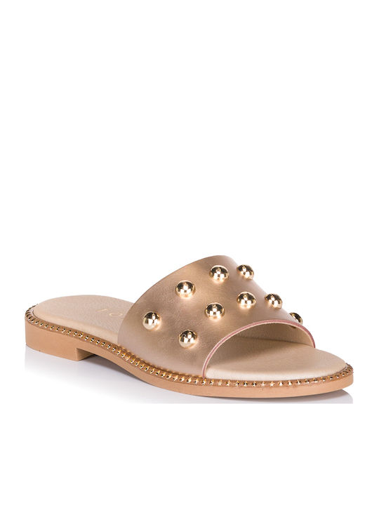 Leather Women's Flat Sandals Brown