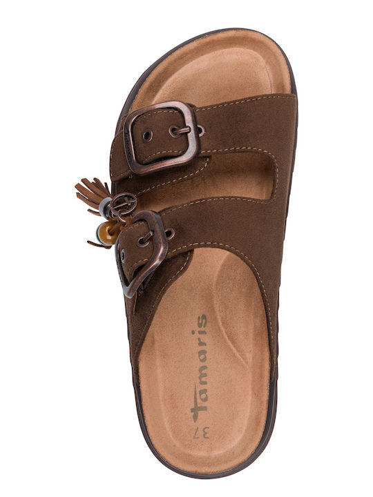 Damen Flache Sandalen Braun