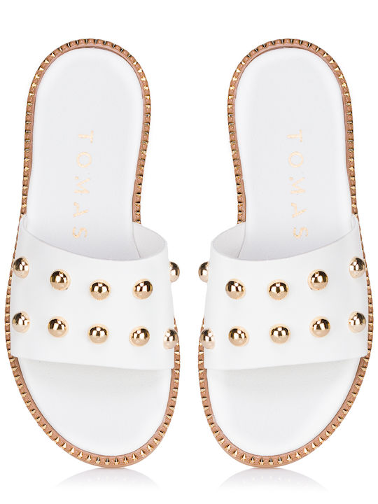Leather White Women's Flat Sandals