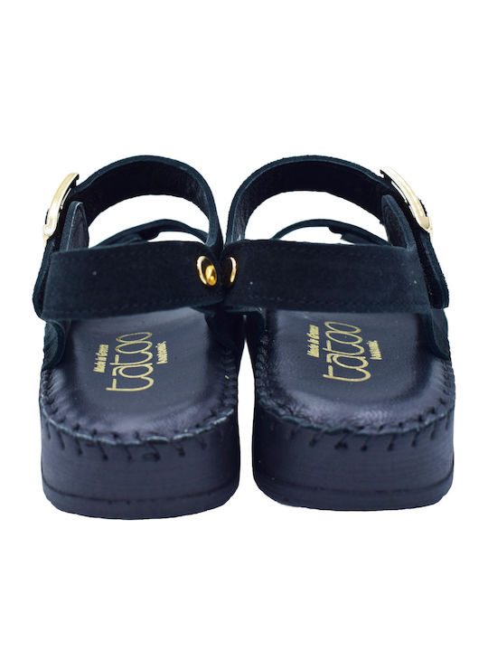 Leather Women's Flat Sandals Black