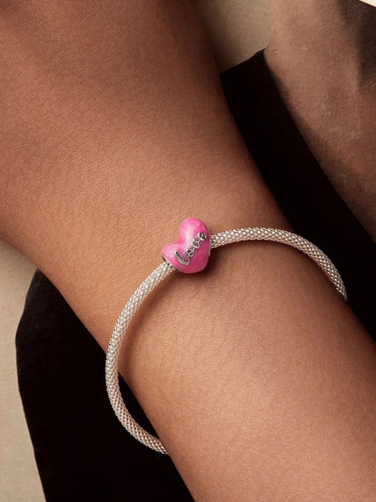 Silver me Charm Herz aus Vergoldetem Silber Rosa ABR0951