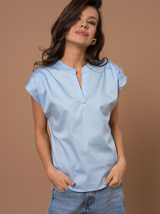 Aldana Kurzärmeliges Damenhemden Blau