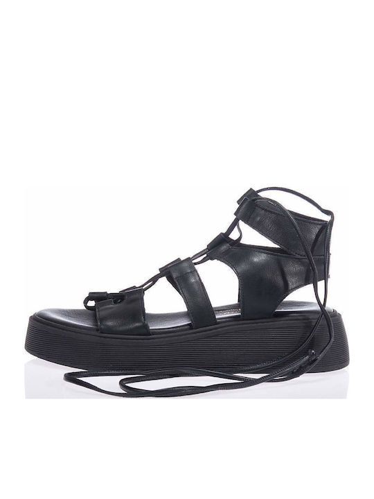 Sandale Casual Damă Din Piele Negre
