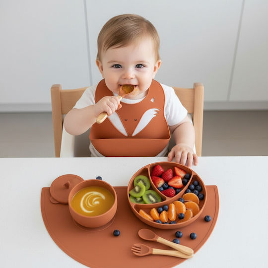 Queen Mother Feeding Set Terracotta Fox from Red Silicone 8pcs