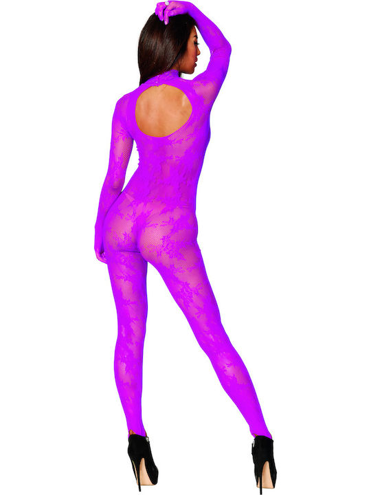 Sexy Women's Floral Mesh Sleeve Bodystocking