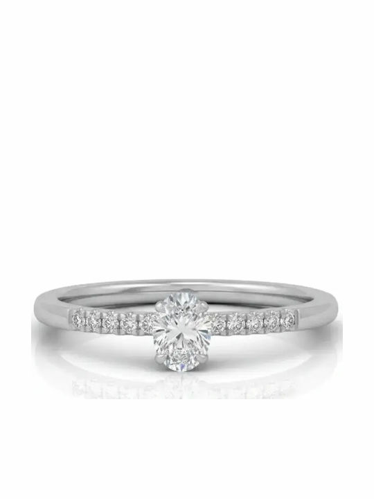 Single Stone Ring From 18K Gold With Diamond