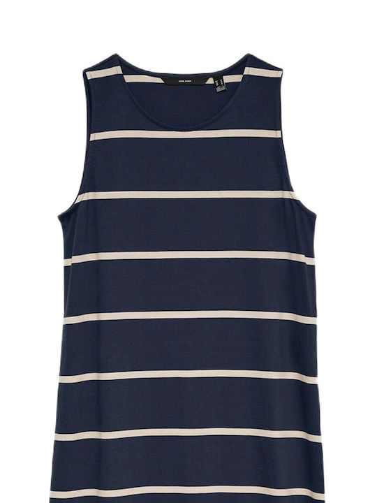 Summer Maxi Dress with Slit Navy Blue