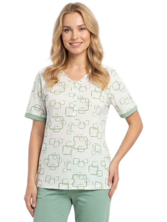 Giota Summer Women's Pyjama Set White Green