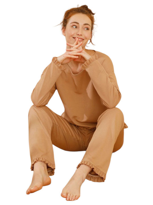 Sexen Summer Women's Pyjama Set Camel Beige