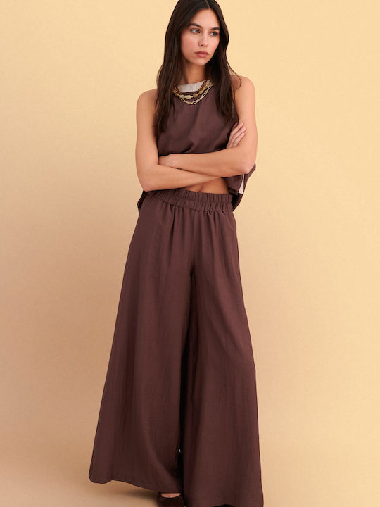 Women's Pantaloons with Rubber Band Brown