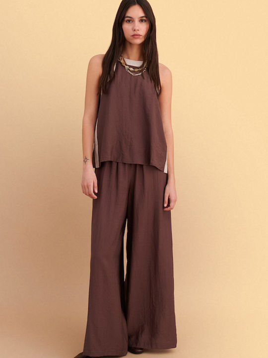 Women's Pantaloons with Rubber Band Brown