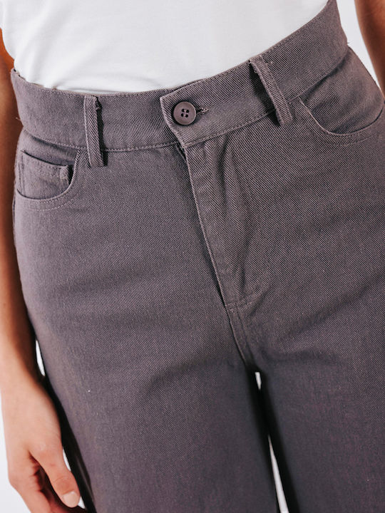 Damen Hochgeschnittenes Stoffhose Lila