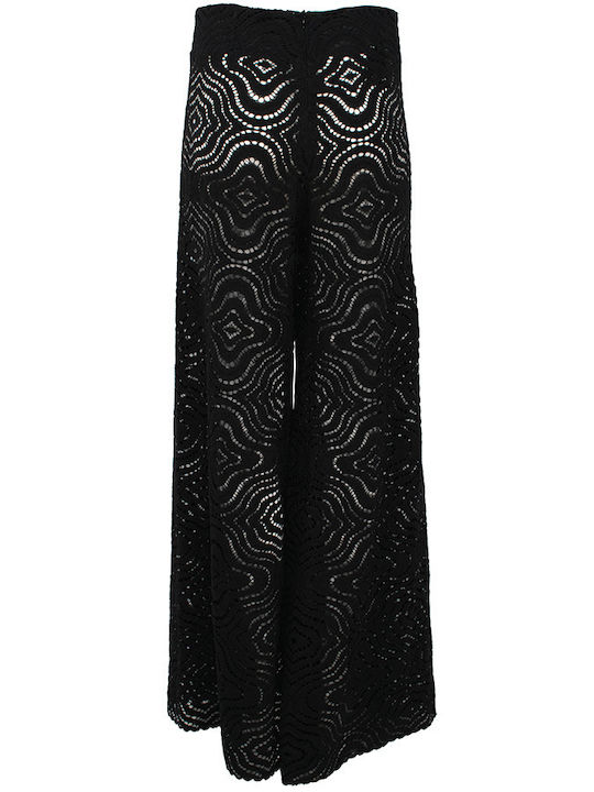 Damen Stoffhose Ausgestellt Schwarz