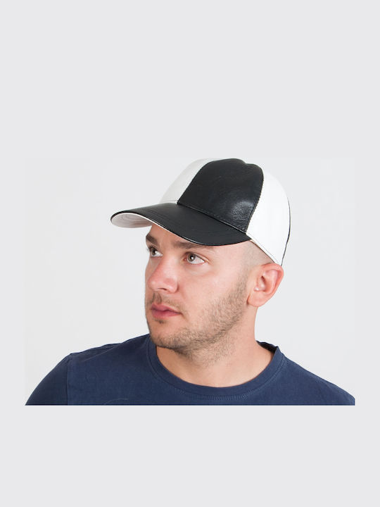 Leather Jockey Cap Mavrudis Mrdline 4910018 Black-White