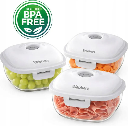 Webber Set Kunststoff Mittagsboxen Transparent 3 Stück