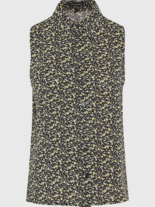 Sleeveless Women's Shirt Black Floral