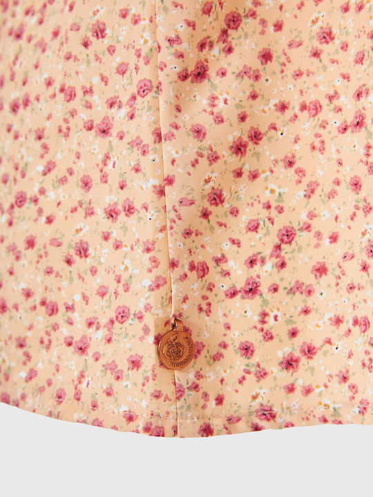 Sleeveless Women's Shirt Orange Floral