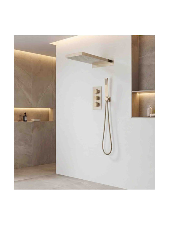 Naron Built-in Faucet Mixer for Shower 3 Exits Brushed Gold