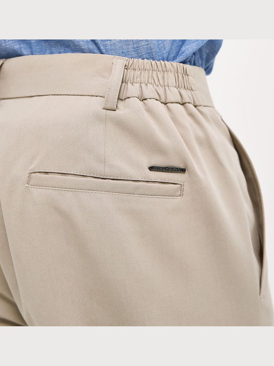 Elastic Beige Men's Trousers