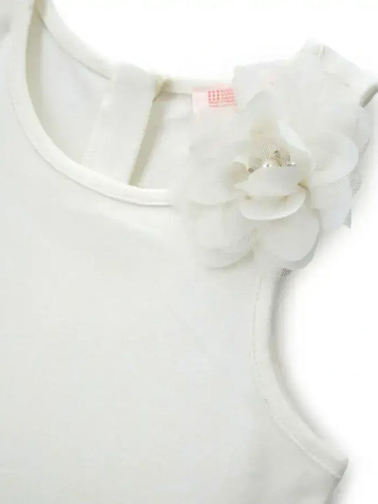 Mädchenkleid Tüll Blumen Off-White